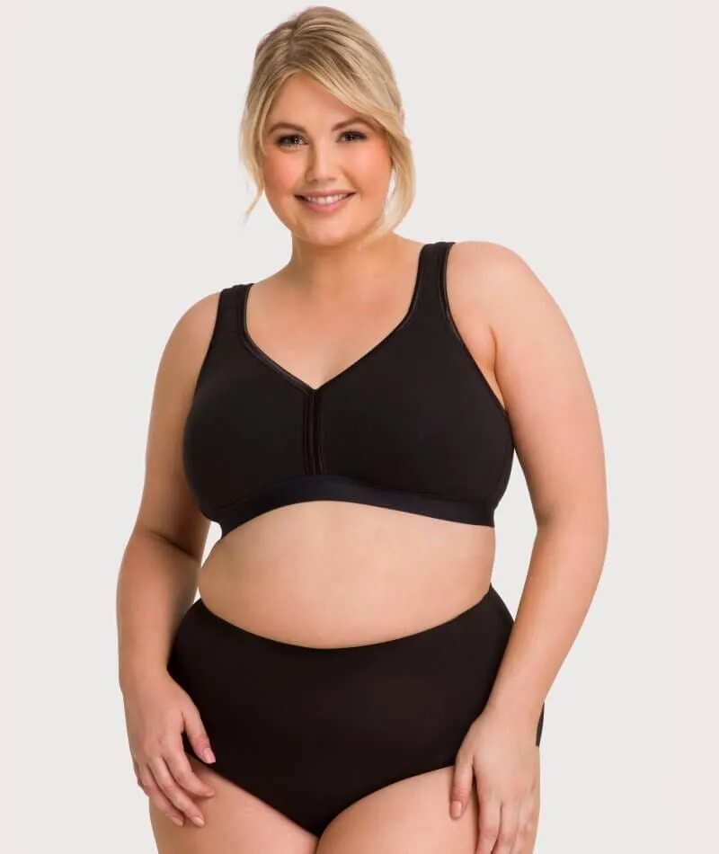 Ava & Audrey Faye Cotton Wire-free Support Bra 2 Pack - Black