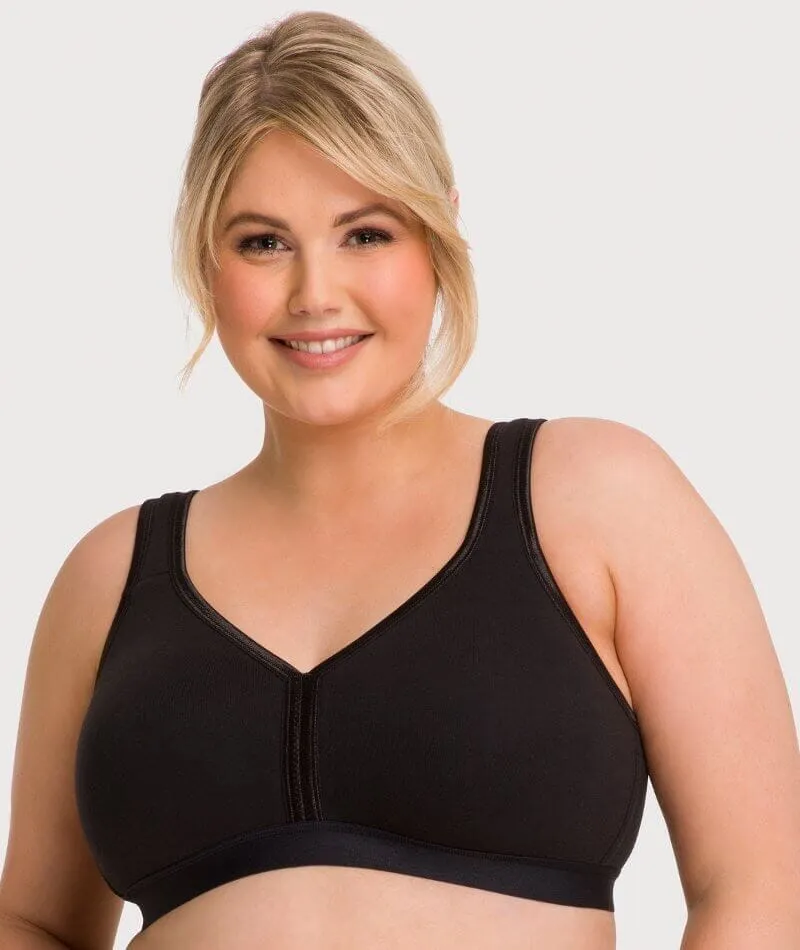 Ava & Audrey Faye Cotton Wire-free Support Bra 2 Pack - Black