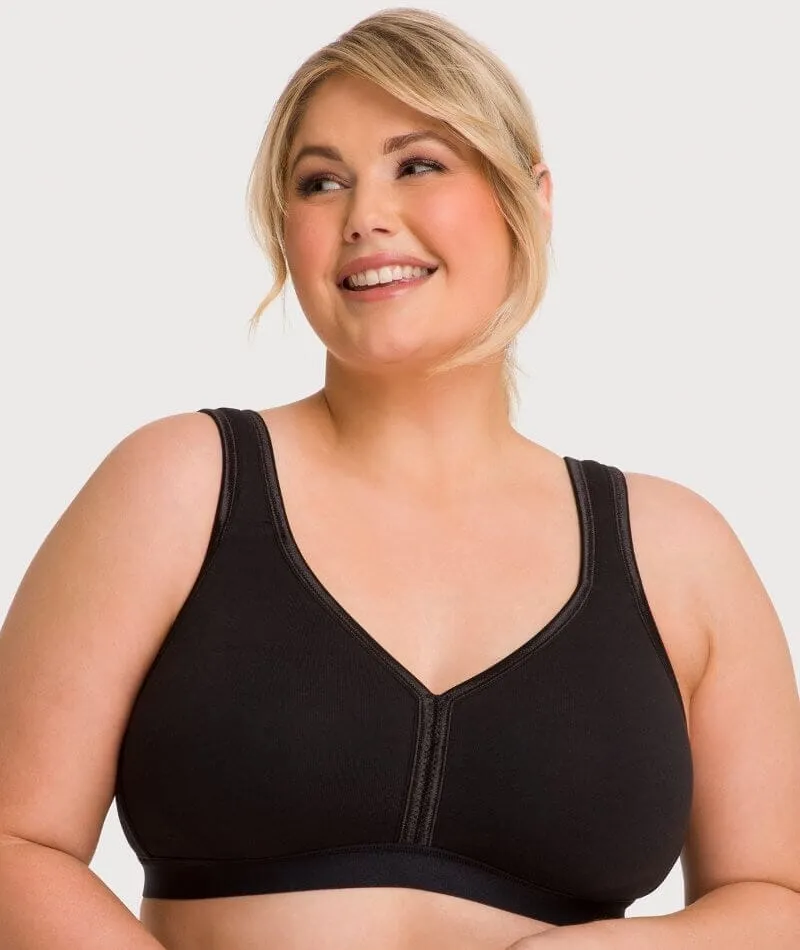 Ava & Audrey Faye Cotton Wire-free Support Bra 2 Pack - Black