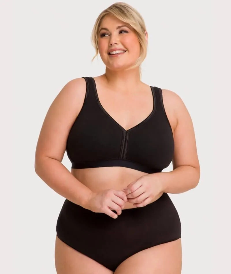 Ava & Audrey Faye Cotton Wire-free Support Bra 2 Pack - Black