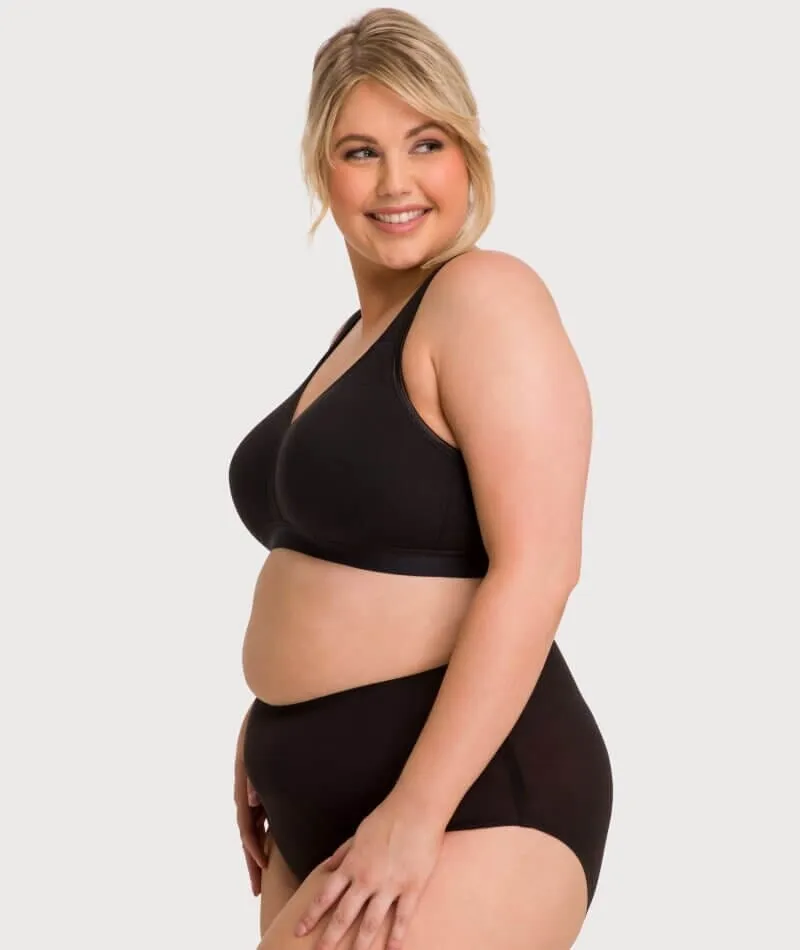 Ava & Audrey Faye Cotton Wire-free Support Bra 2 Pack - Black