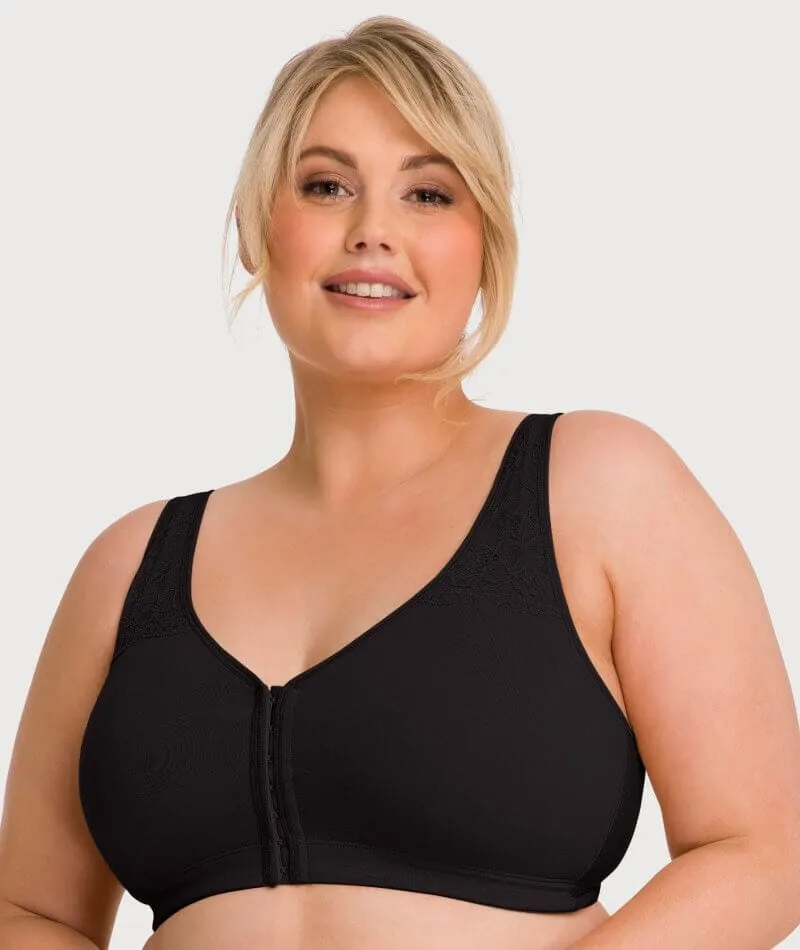 Ava & Audrey Hannah Cotton Wire-Free Front Opening Bra 2 Pack - Black/Frappe