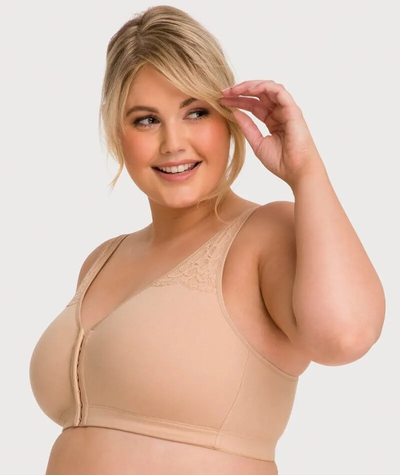 Ava & Audrey Hannah Cotton Wire-Free Front Opening Bra 2 Pack - Black/Frappe