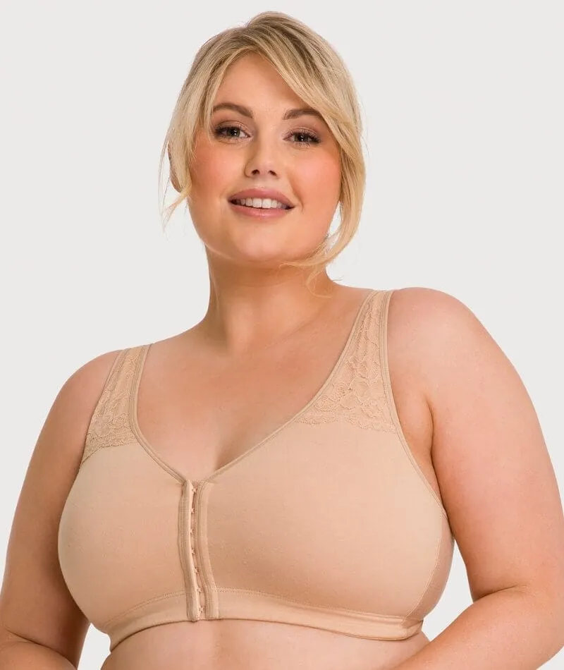 Ava & Audrey Hannah Cotton Wire-Free Front Opening Bra 2 Pack - Black/Frappe