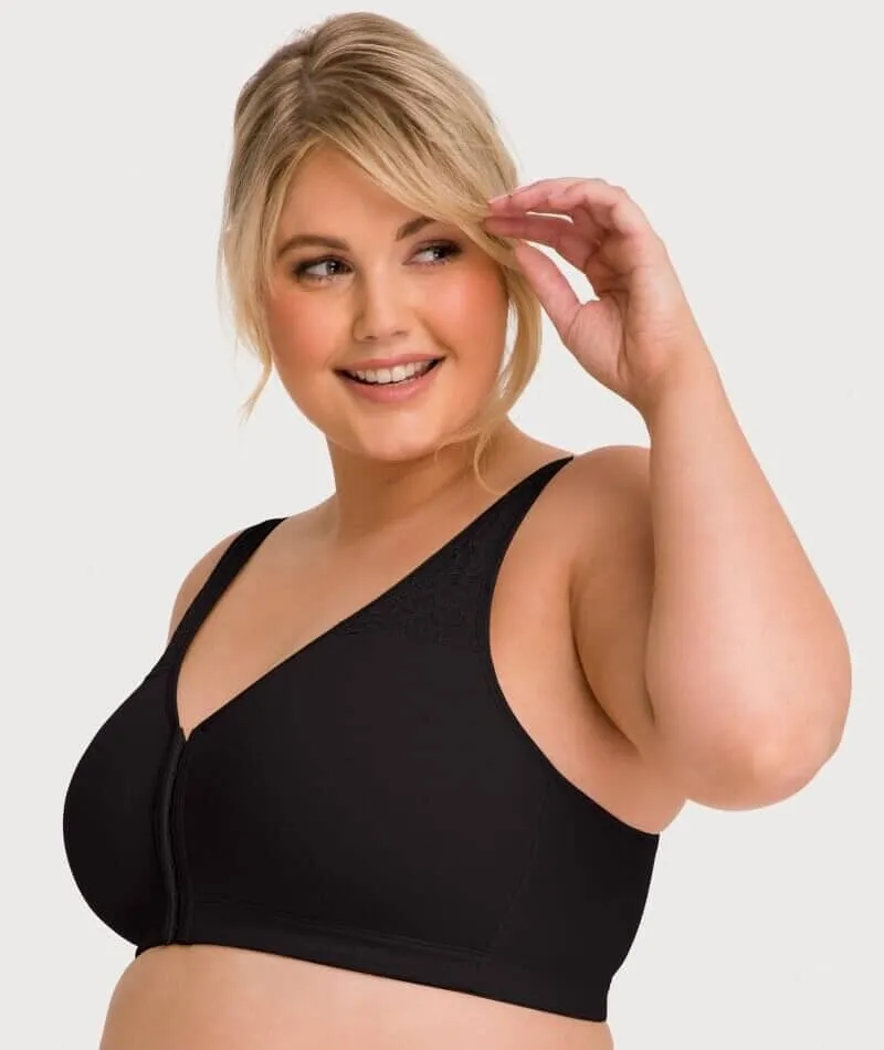 Ava & Audrey Hannah Cotton Wire-Free Front Opening Bra 2 Pack - Black/Frappe