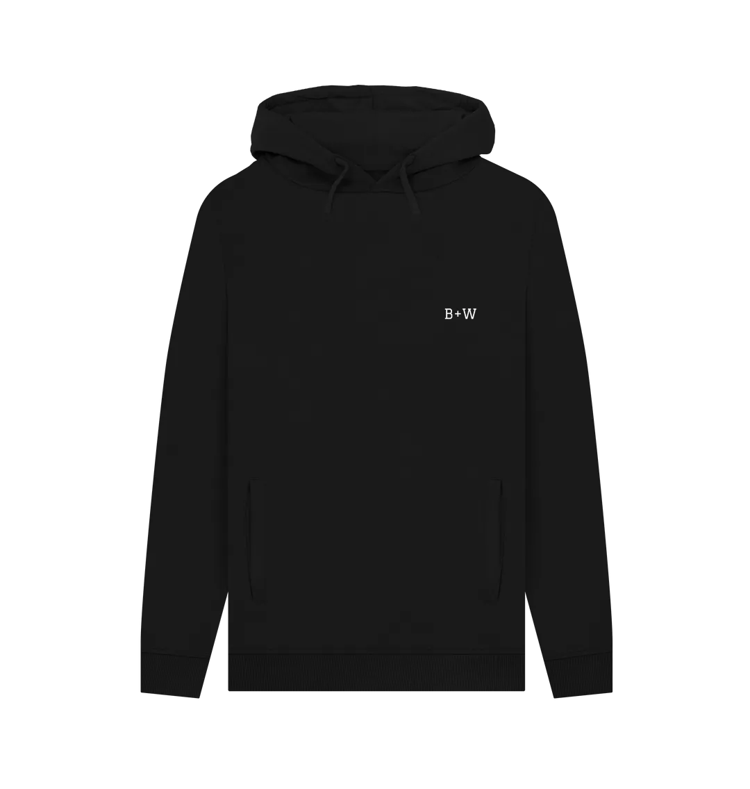 B W Chunky Hoodie (White Lettering)