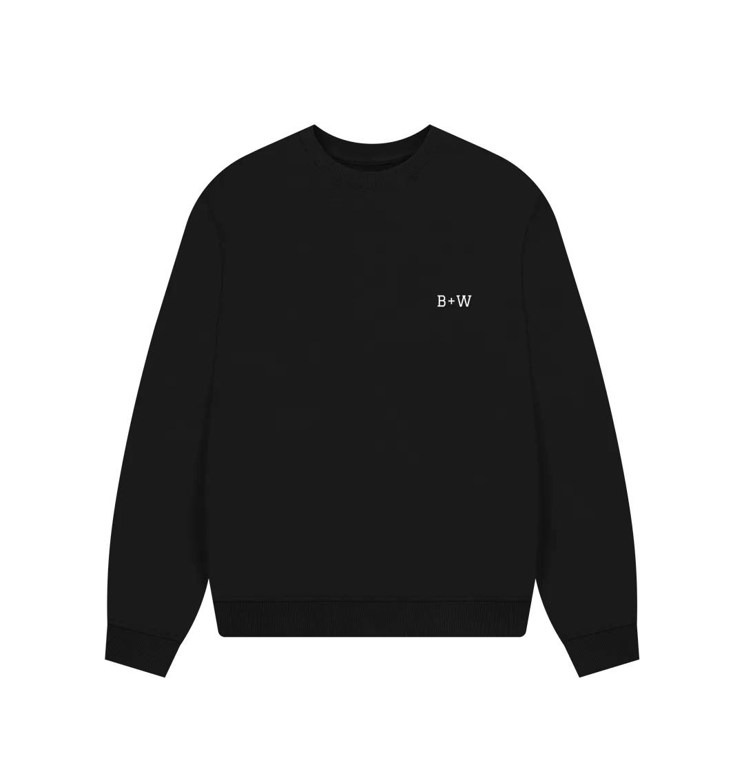 B W Oversized Sweatshirt (Womens/White Lettering)