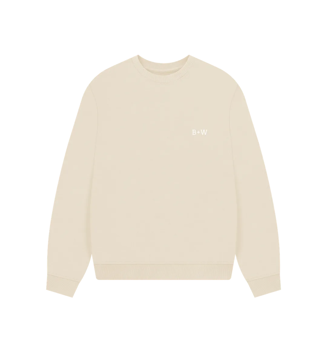 B W Oversized Sweatshirt (Womens/White Lettering)