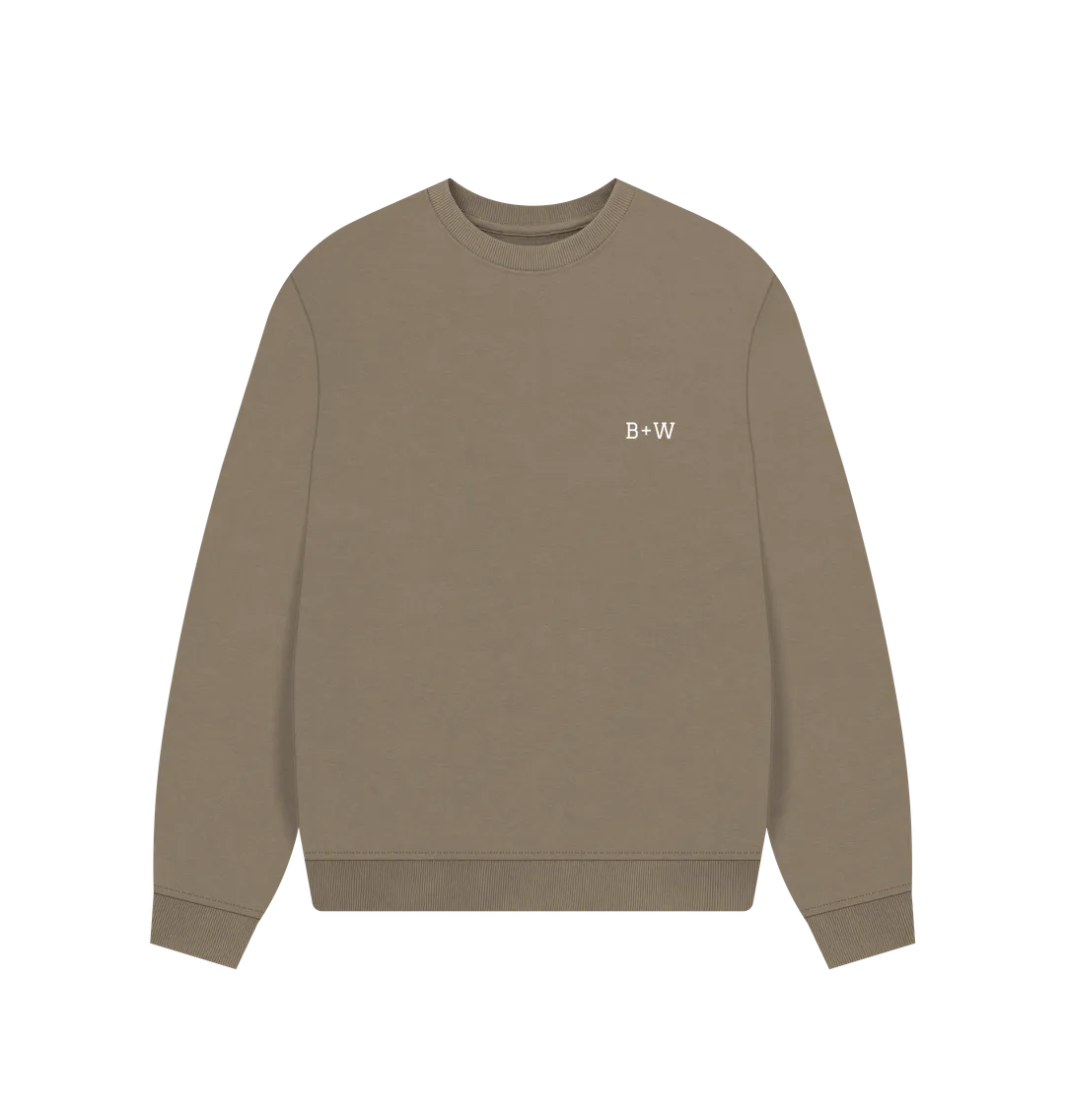 B W Oversized Sweatshirt (Womens/White Lettering)