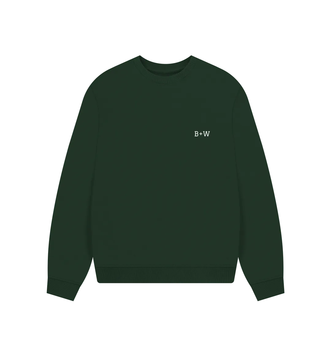 B W Oversized Sweatshirt (Womens/White Lettering)