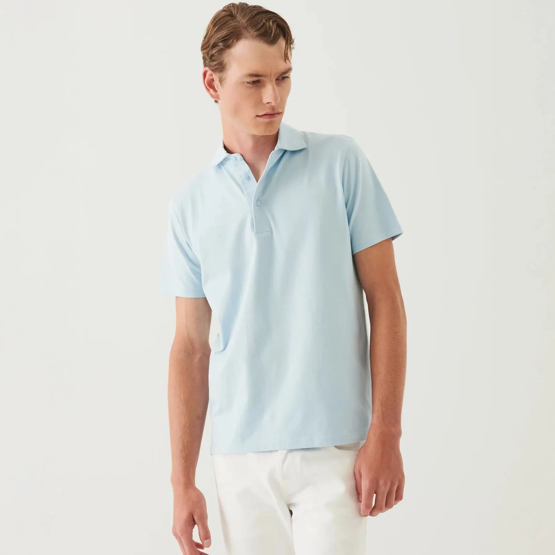 Baby Blue Iconic Pima Cotton Stretch Short Sleeve Polo - Patrick Assaraf