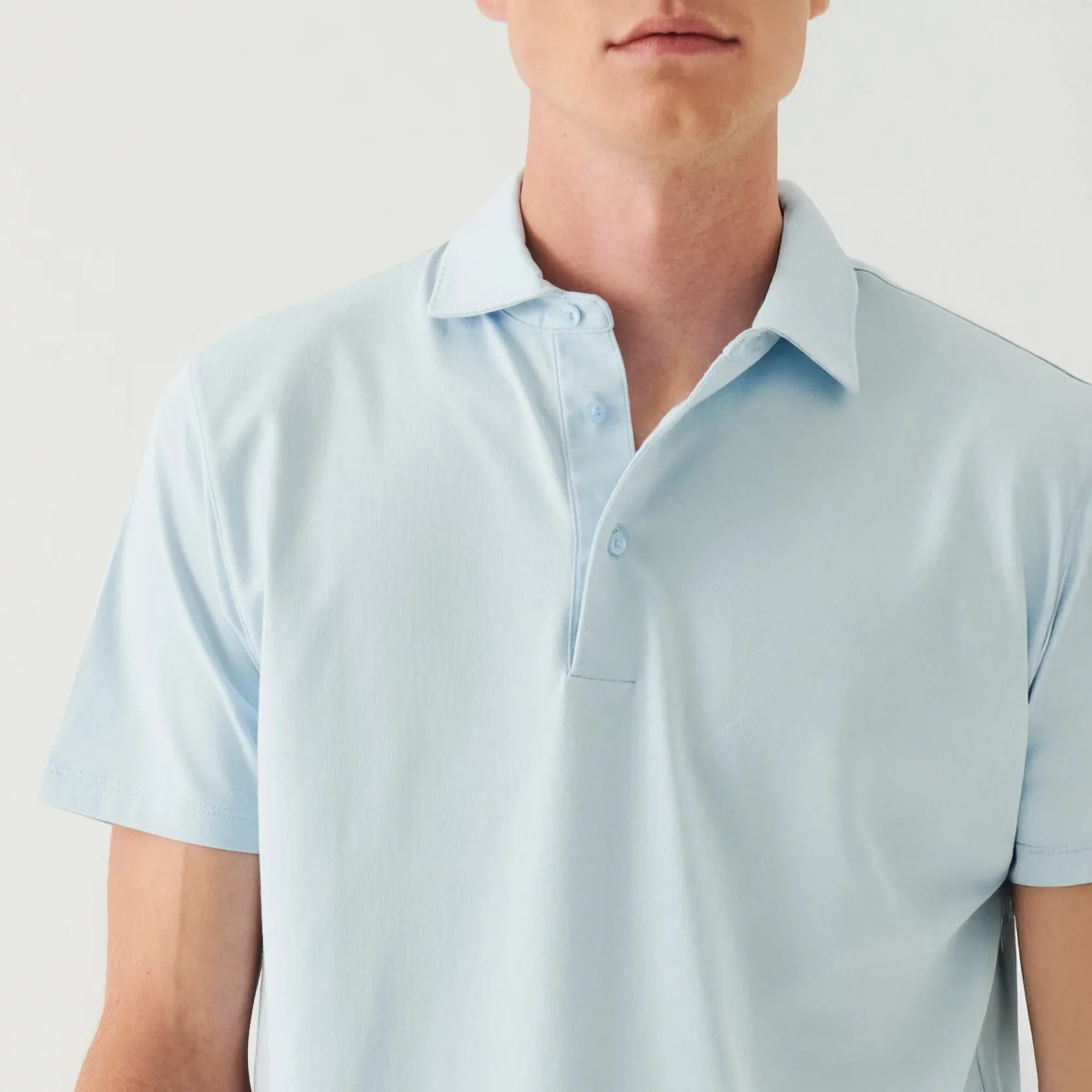 Baby Blue Iconic Pima Cotton Stretch Short Sleeve Polo - Patrick Assaraf