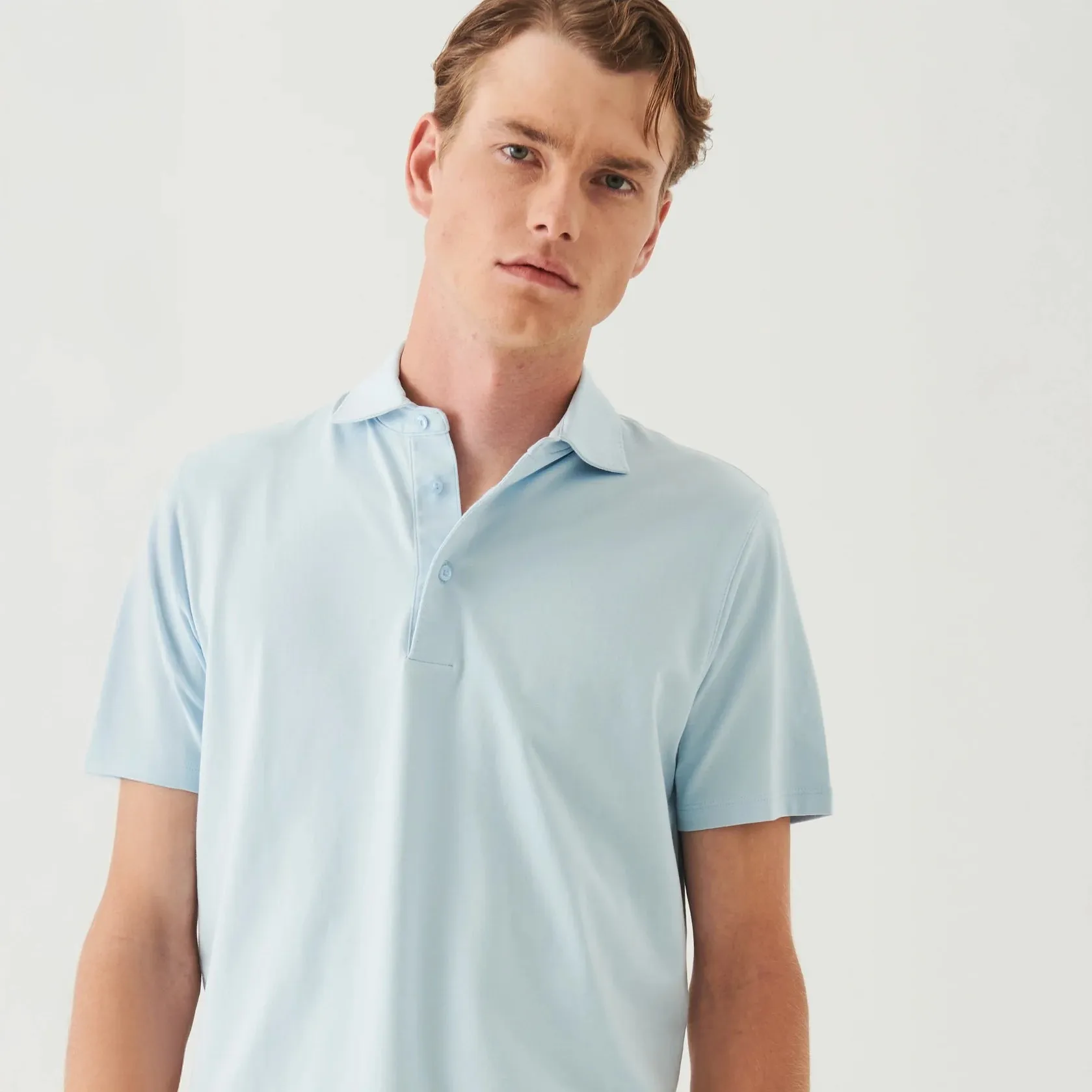 Baby Blue Iconic Pima Cotton Stretch Short Sleeve Polo - Patrick Assaraf