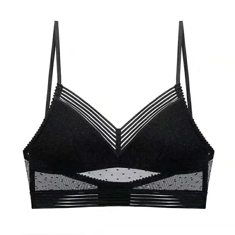 Backless Retro Wireless Adjustable Lace V-neck Seamless Vest Bras