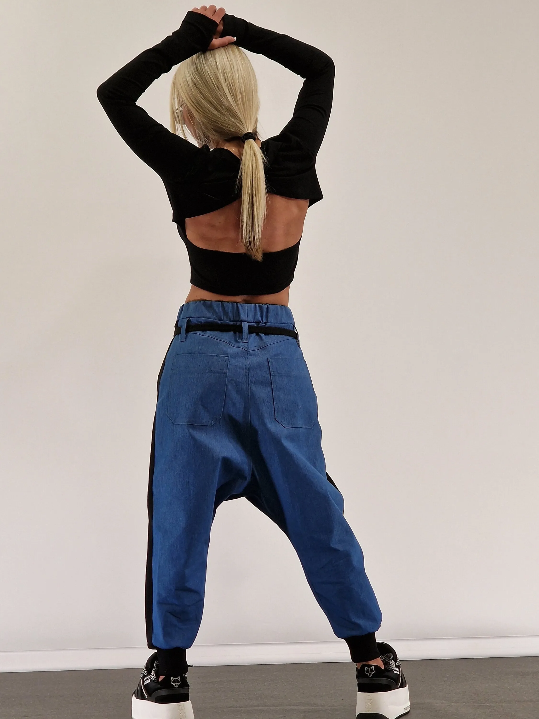 Baggy Pants, Harem Pants, Loose Drop Crotch Pants, Gipsy Pants, Denim Baggy Pants, Avant-garde Pants, Extravagant Harem Pants