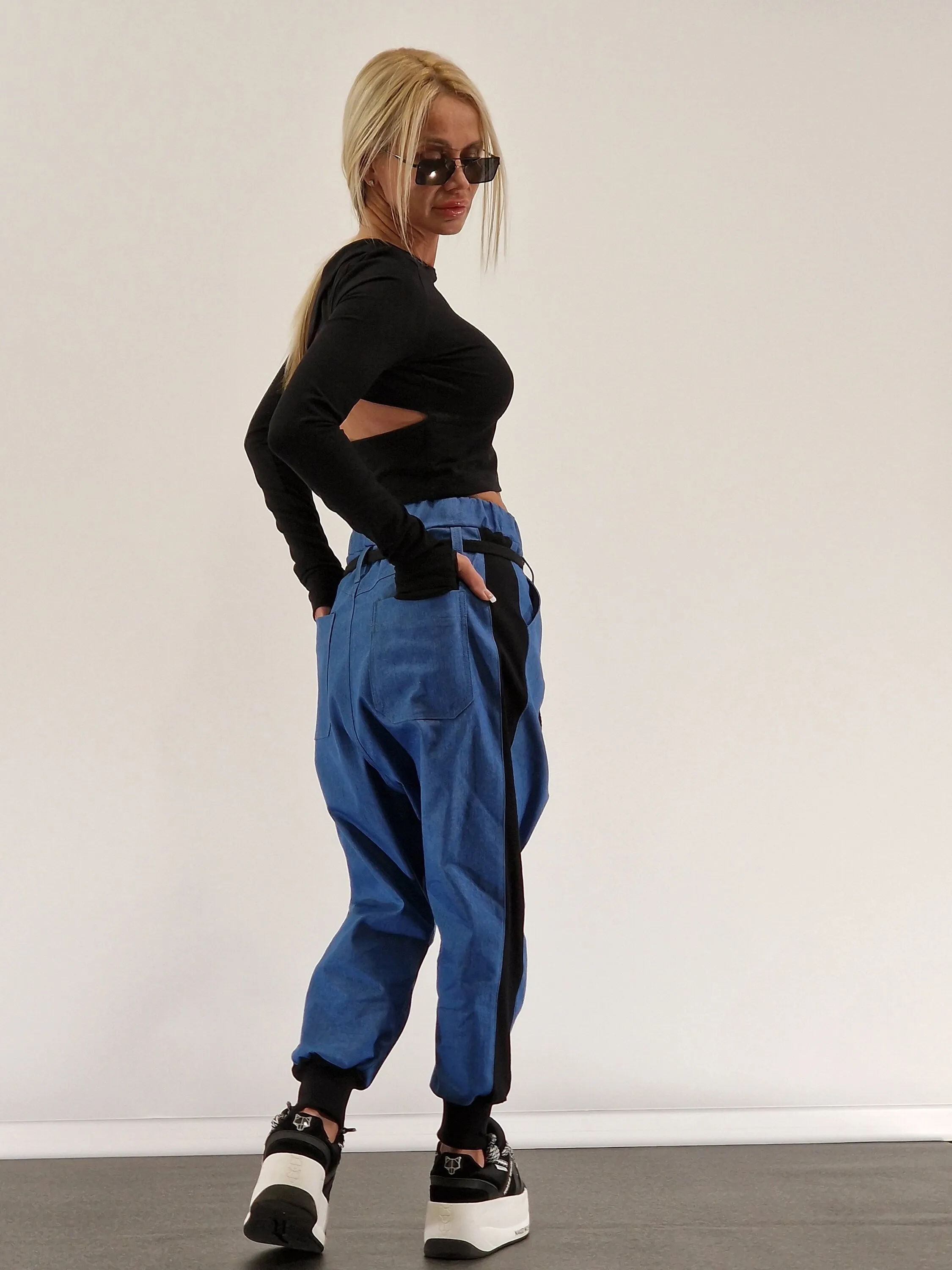 Baggy Pants, Harem Pants, Loose Drop Crotch Pants, Gipsy Pants, Denim Baggy Pants, Avant-garde Pants, Extravagant Harem Pants