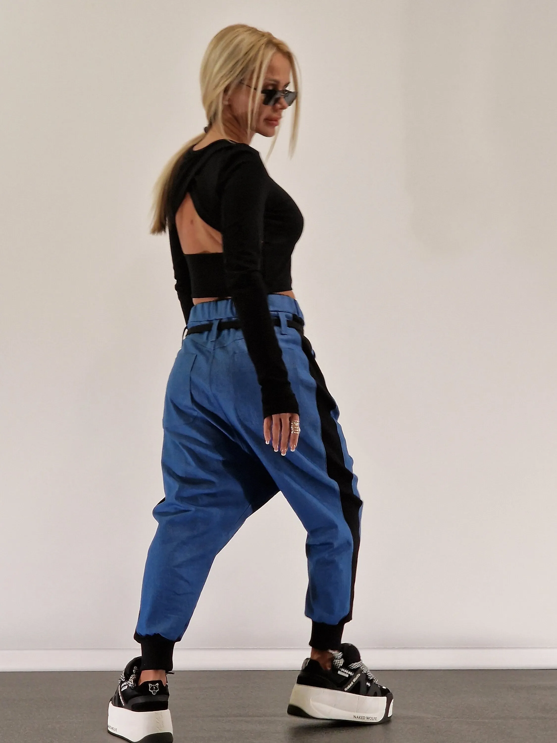 Baggy Pants, Harem Pants, Loose Drop Crotch Pants, Gipsy Pants, Denim Baggy Pants, Avant-garde Pants, Extravagant Harem Pants