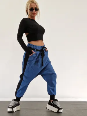 Baggy Pants, Harem Pants, Loose Drop Crotch Pants, Gipsy Pants, Denim Baggy Pants, Avant-garde Pants, Extravagant Harem Pants