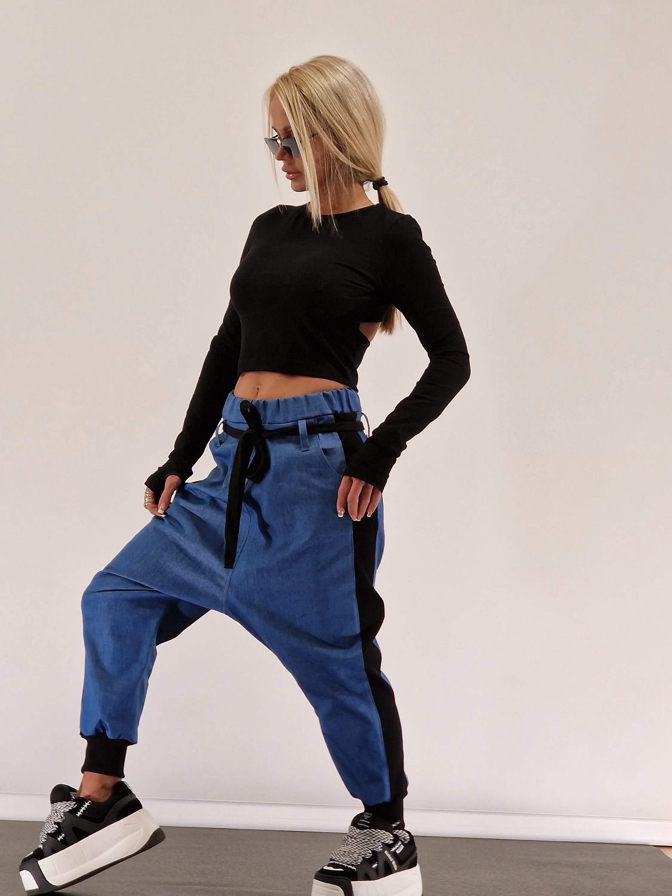 Baggy Pants, Harem Pants, Loose Drop Crotch Pants, Gipsy Pants, Denim Baggy Pants, Avant-garde Pants, Extravagant Harem Pants