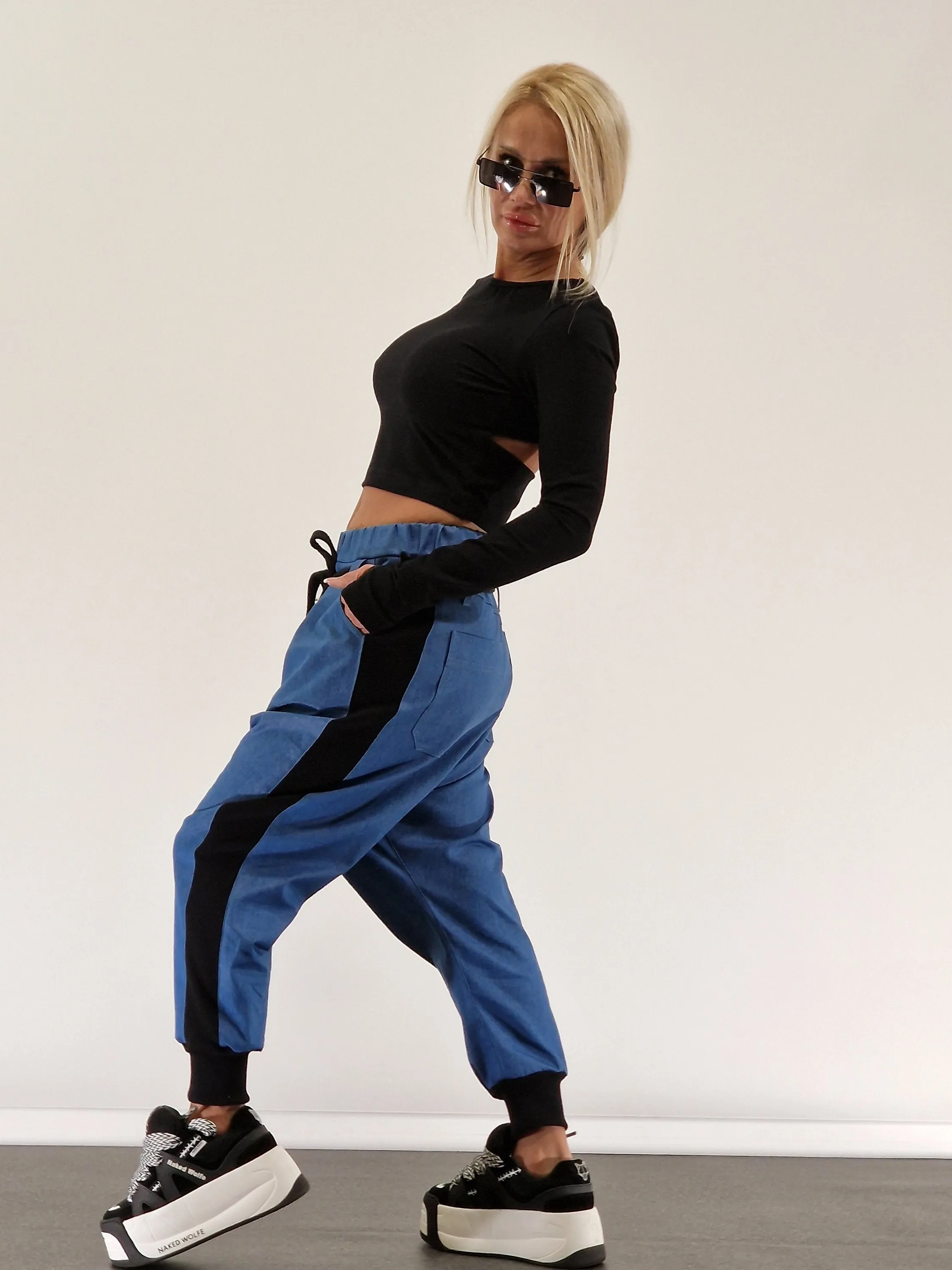 Baggy Pants, Harem Pants, Loose Drop Crotch Pants, Gipsy Pants, Denim Baggy Pants, Avant-garde Pants, Extravagant Harem Pants