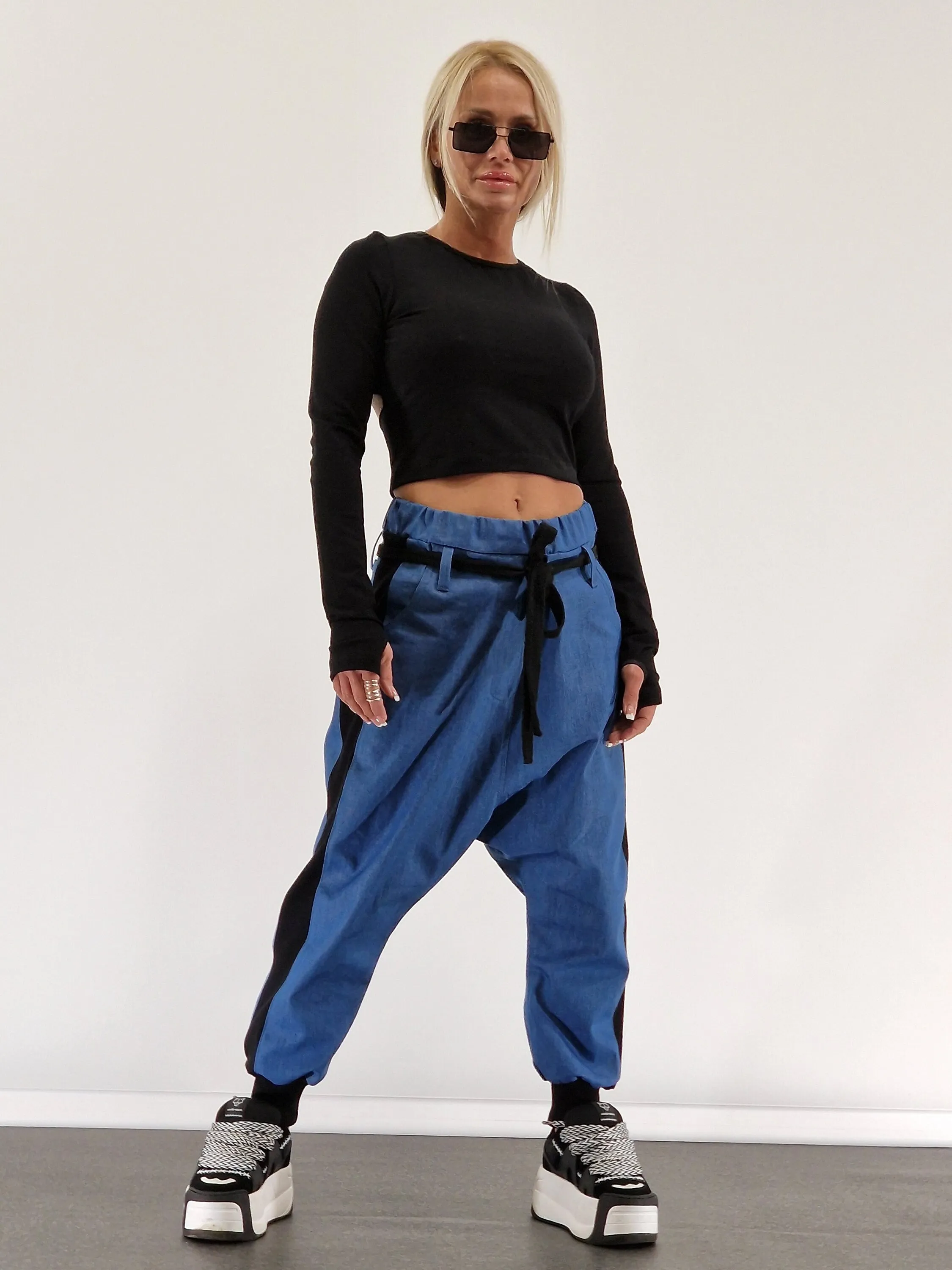 Baggy Pants, Harem Pants, Loose Drop Crotch Pants, Gipsy Pants, Denim Baggy Pants, Avant-garde Pants, Extravagant Harem Pants