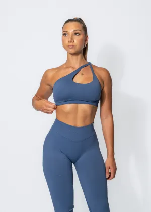 BALANCE ONE SHOULDER SPORTS BRA - NAVY BLUE