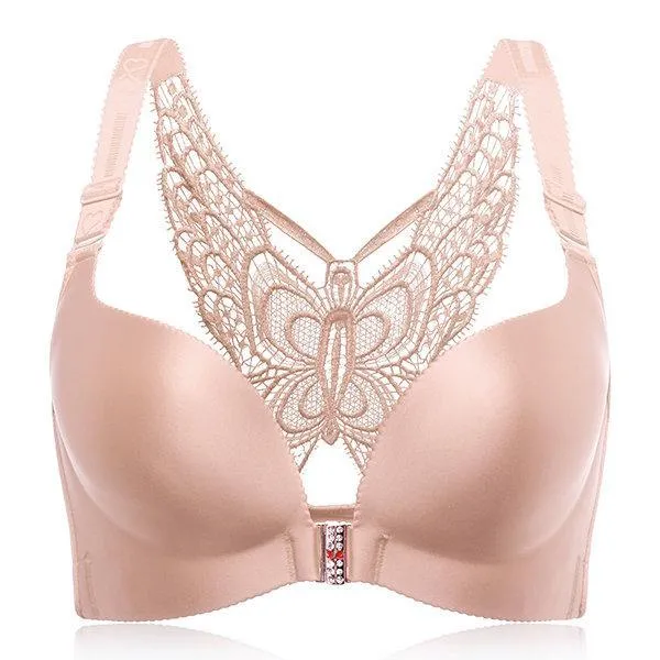 Beautiful Butterfly Back Wireless Front Closure Push Up Bras
