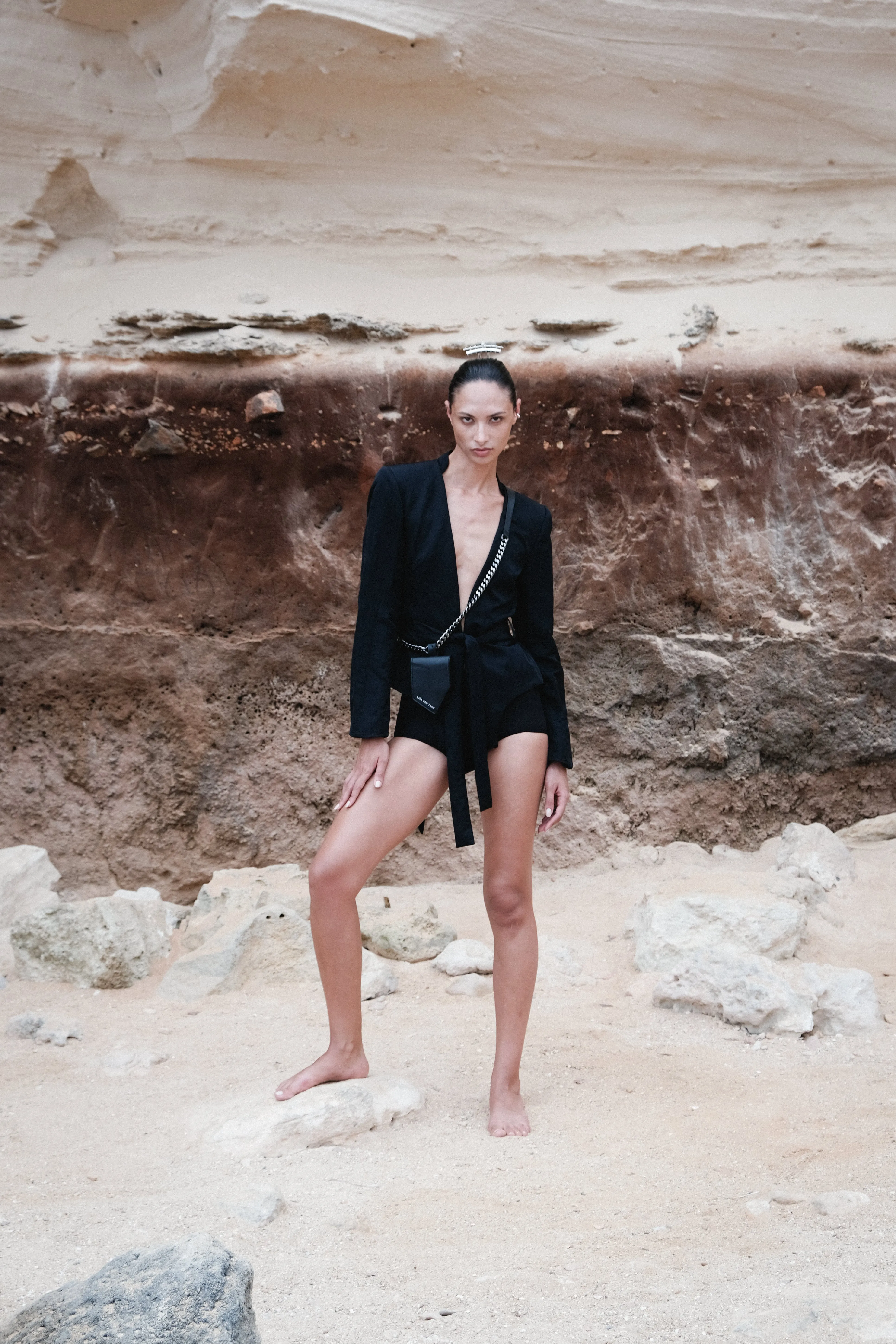 Belted Blazer in Recycled Technical Fabric