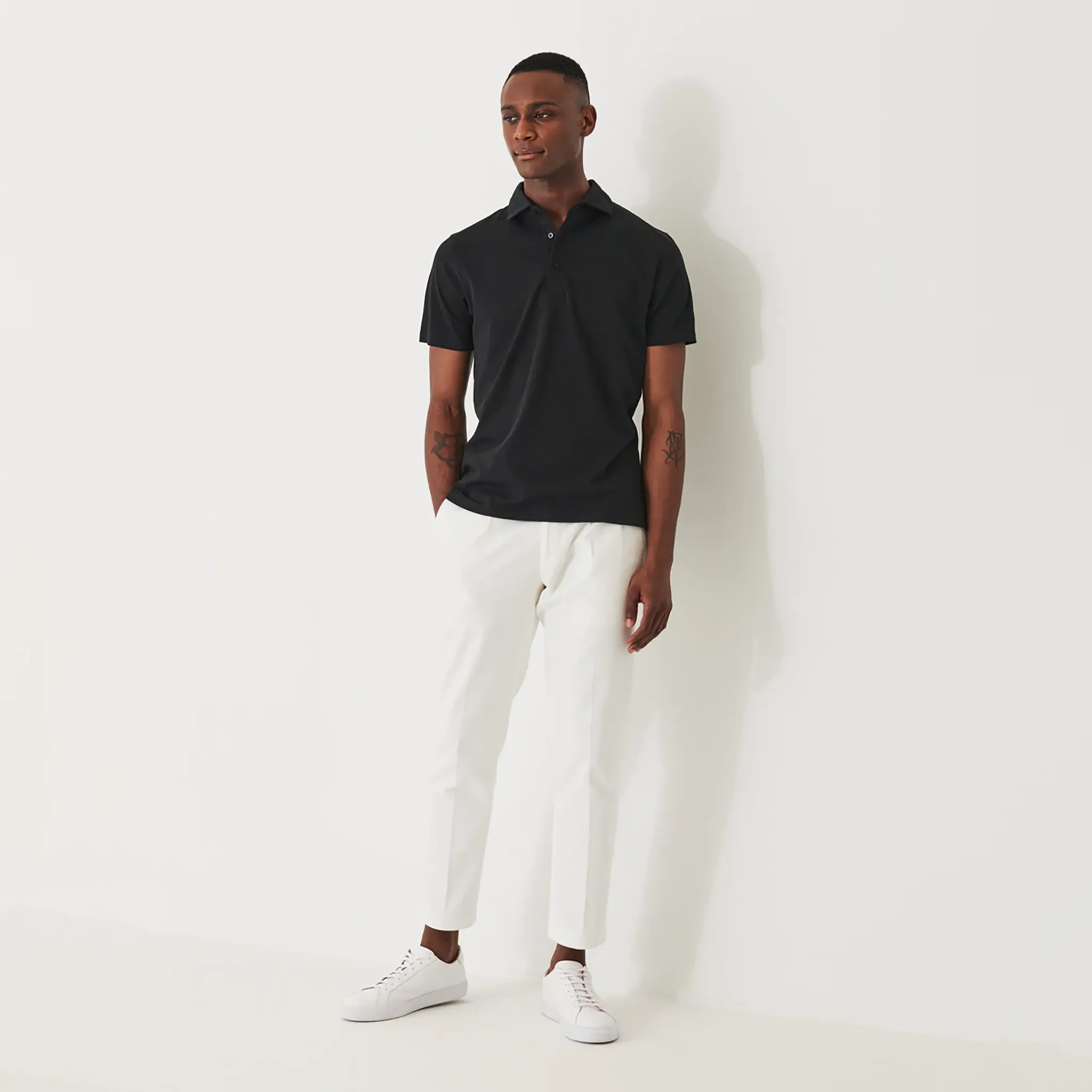 Black Iconic Pima Cotton Stretch Short Sleeve Polo - Patrick Assaraf