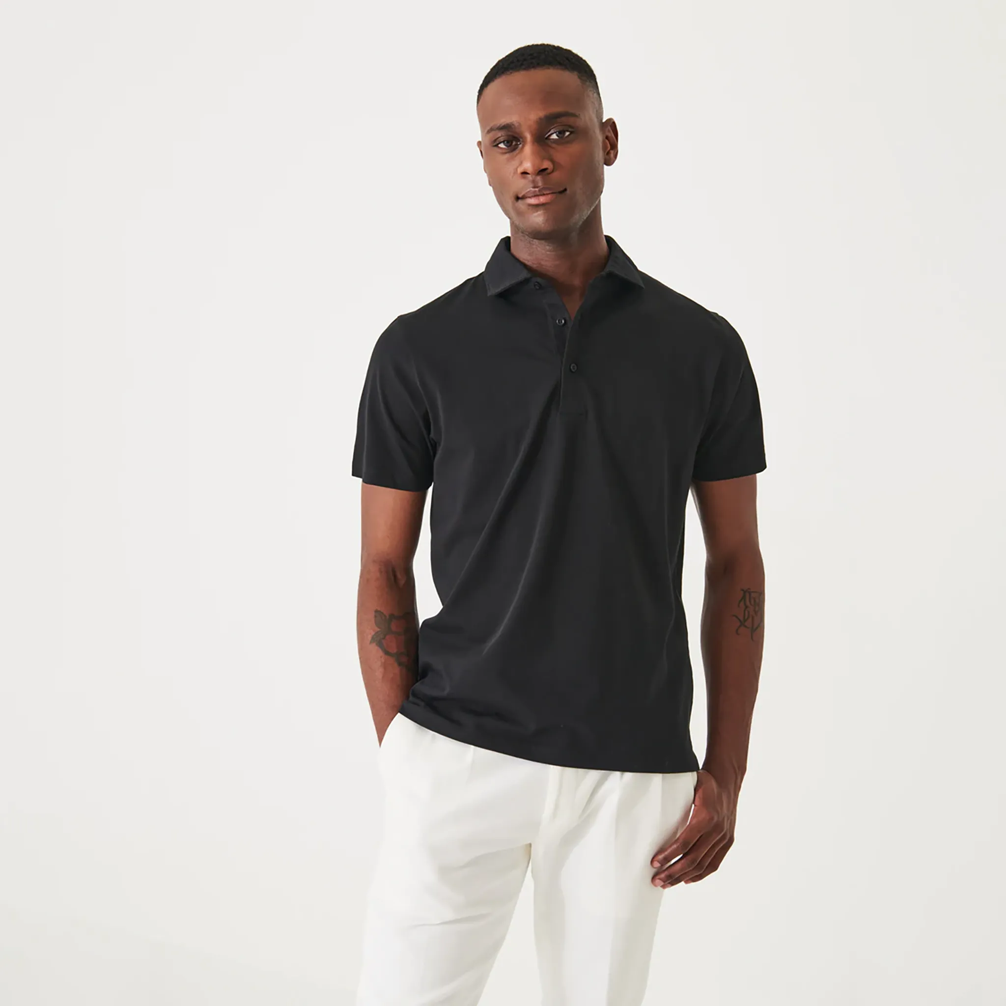 Black Iconic Pima Cotton Stretch Short Sleeve Polo - Patrick Assaraf