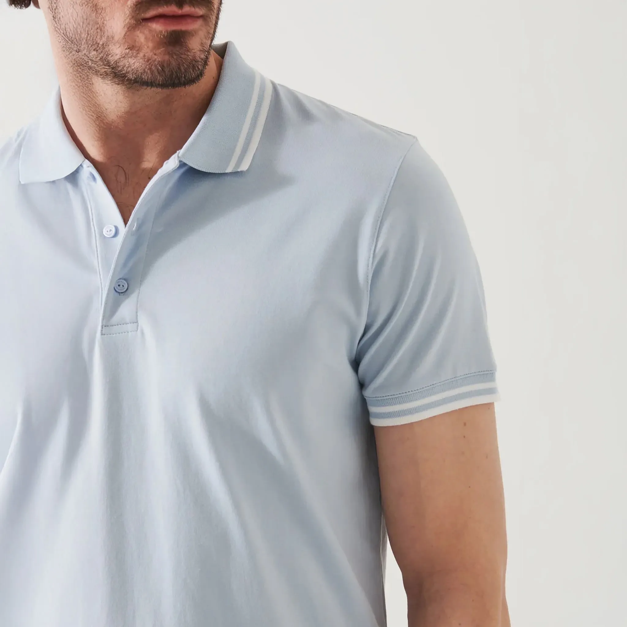 Blue Ice Iconic Pima Cotton Stretch Tipped Polo Shirt - Patrick Assaraf