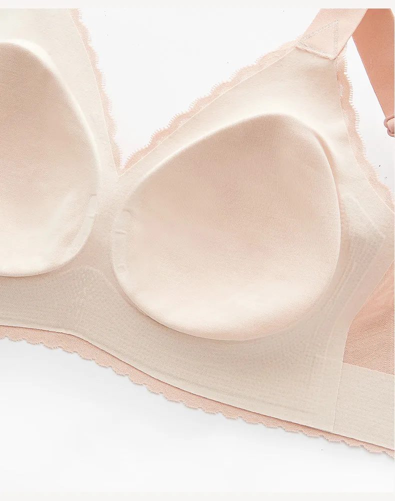 BULGEnator Comfort High Support Smooth Lace Push In Wireless Minimizer Bra ( Up to F Cup)