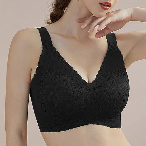 BULGEnator Comfort High Support Smooth Lace Push In Wireless Minimizer Bra ( Up to F Cup)