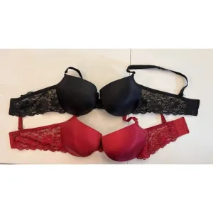 Cacique Lane Bryant 40DDD Lot Of Three Black Red Lined Balconette T-shirt