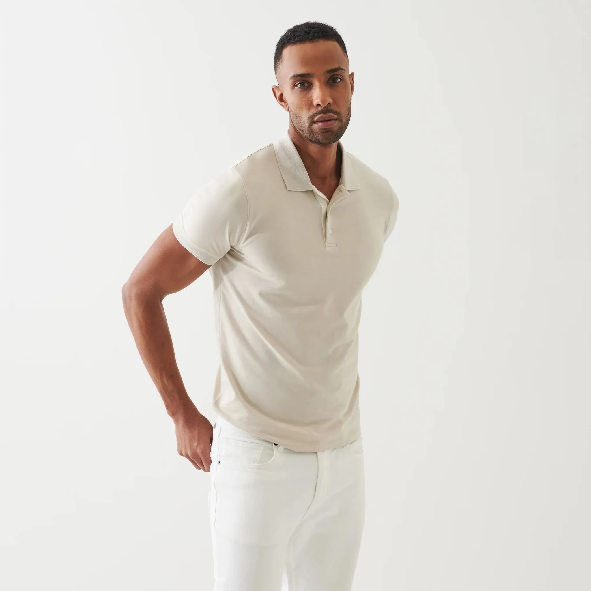 Clay Contrast Placket Iconic Pima Cotton Stretch Polo Shirt - Patrick Assaraf