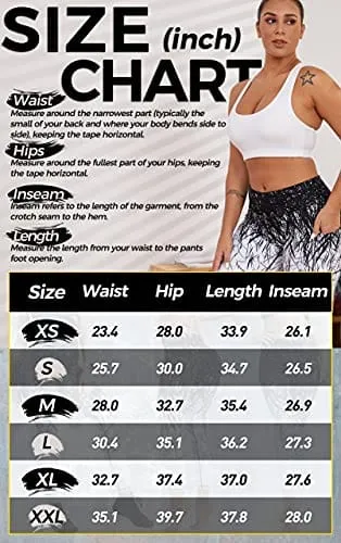 COOLOMG Women's Yoga Long Pants Compression Drawstring Running Tights Non See-Through Leggings Black Forest Adults X-Small(Youth Large)