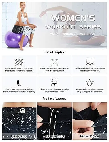 COOLOMG Women's Yoga Long Pants Compression Drawstring Running Tights Non See-Through Leggings Black Forest Adults X-Small(Youth Large)