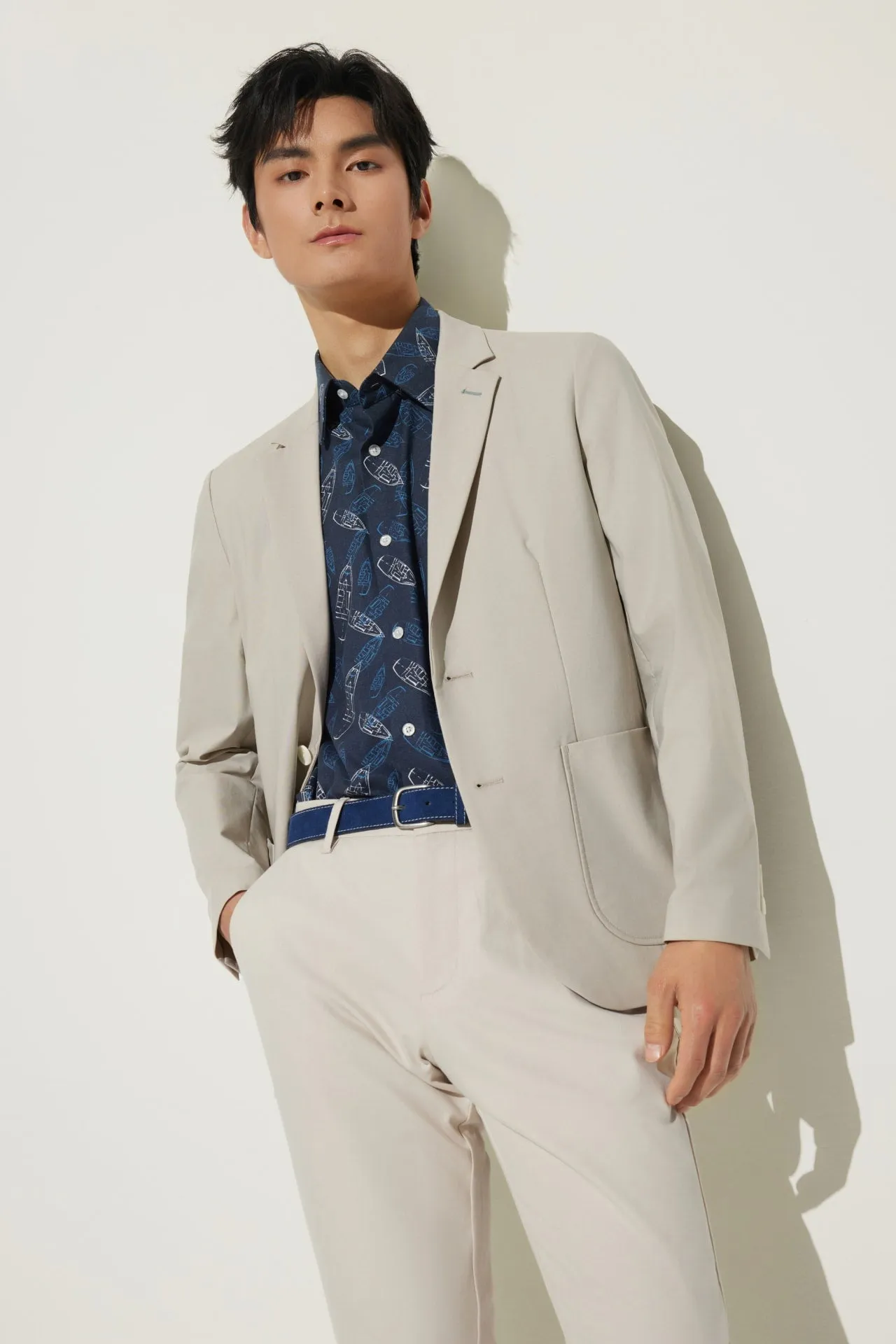 Cotton Blend Relax Fit Casual Blazer