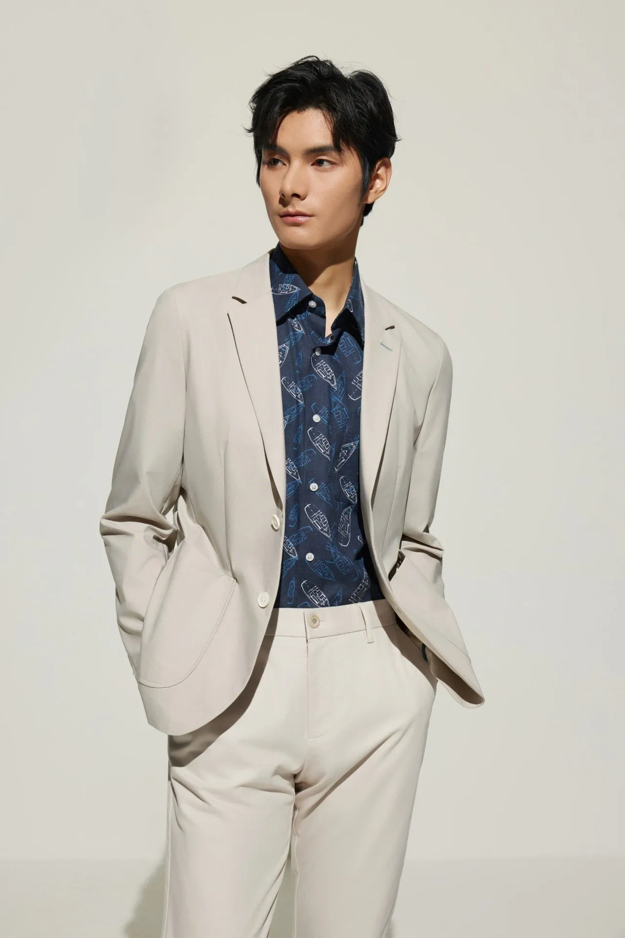 Cotton Blend Relax Fit Casual Blazer