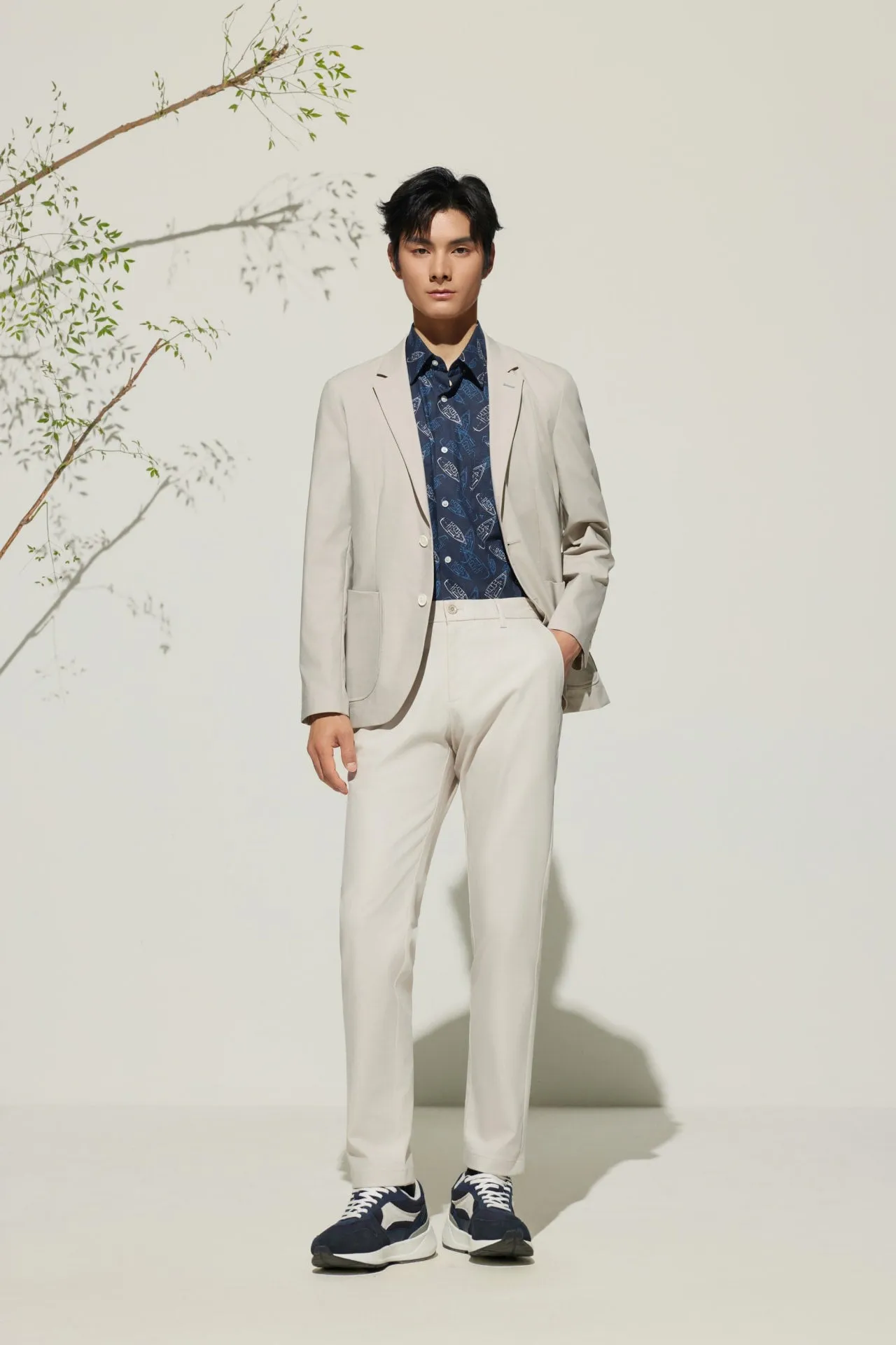 Cotton Blend Relax Fit Casual Blazer