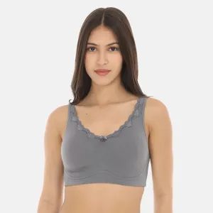 Cotton Bra | Lace Detailing | Full Coverage | Wire-Free & Non-Padded | Seamless Cups | No Centre Panel | Hidden Side Panels