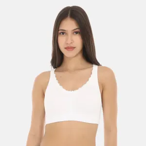 Cotton Bra | Lace Detailing | Full Coverage | Wire-Free & Non-Padded | Seamless Cups | No Centre Panel | Hidden Side Panels