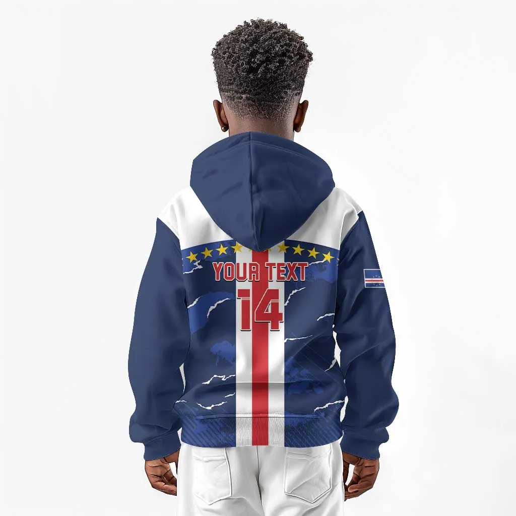 Custom Cape Verde Football Kid Hoodie Blue Sharks Sporty LT14