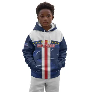 Custom Cape Verde Football Kid Hoodie Blue Sharks Sporty LT14