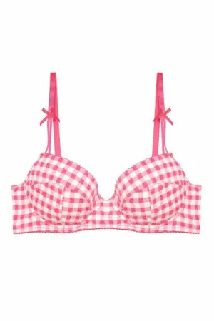 Daisy Gingham Balcony Bra - Pink -