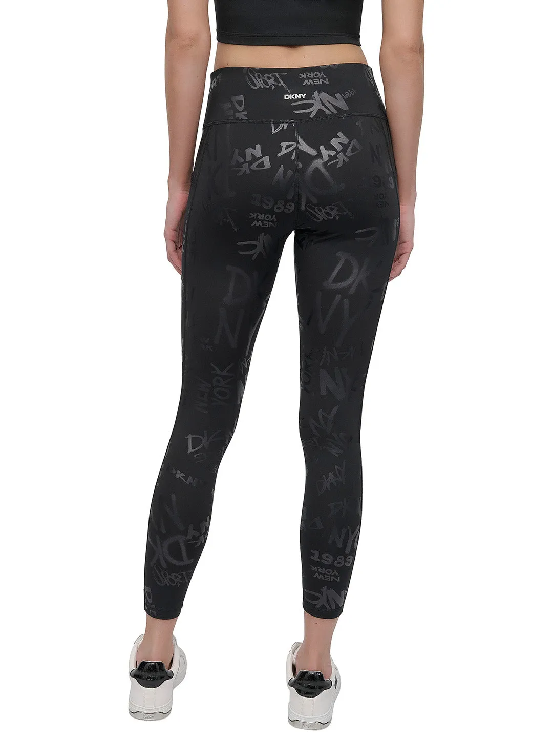 DKNY Women Black Skinny Fit Printed Leggings
