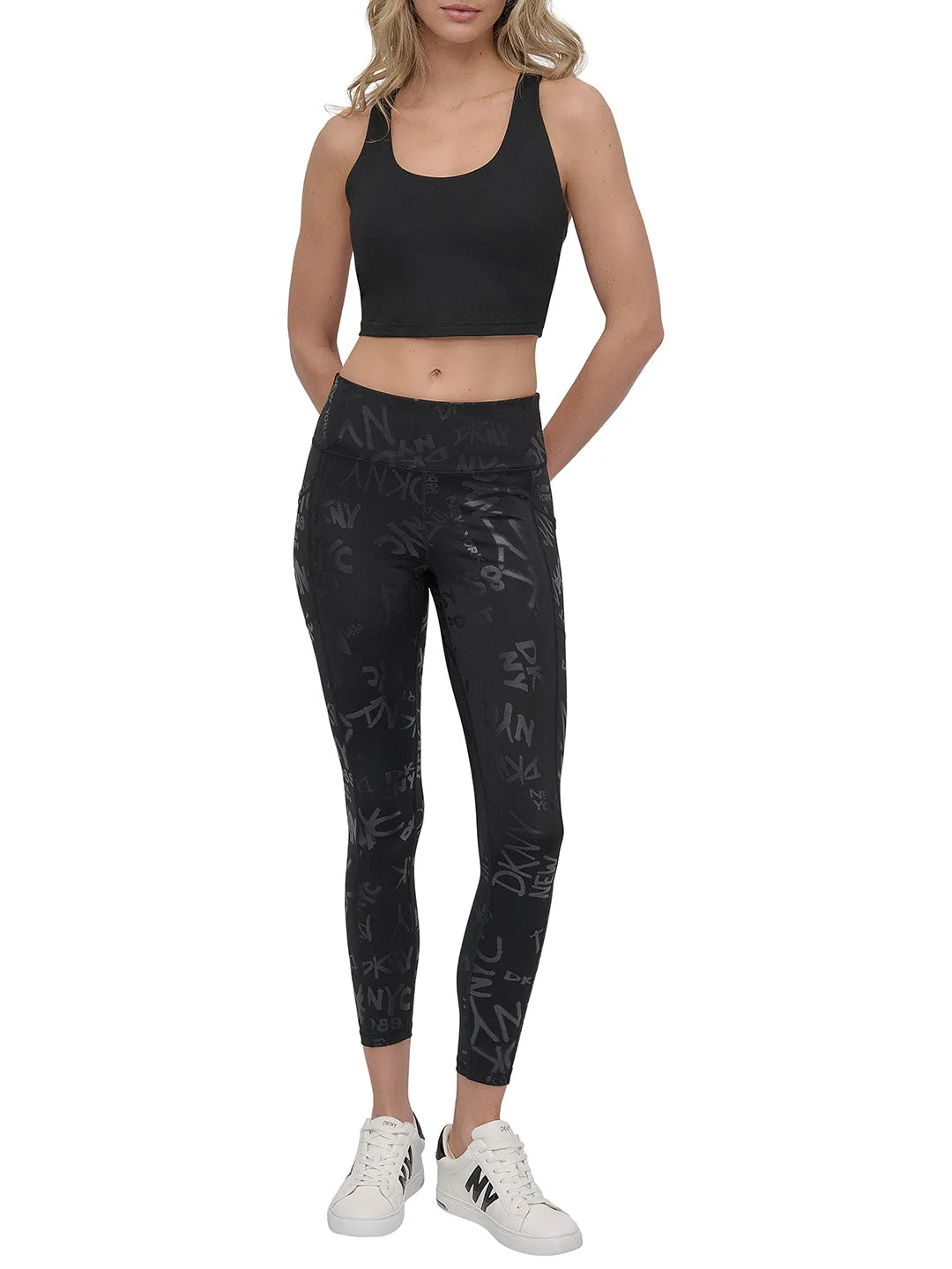 DKNY Women Black Skinny Fit Printed Leggings