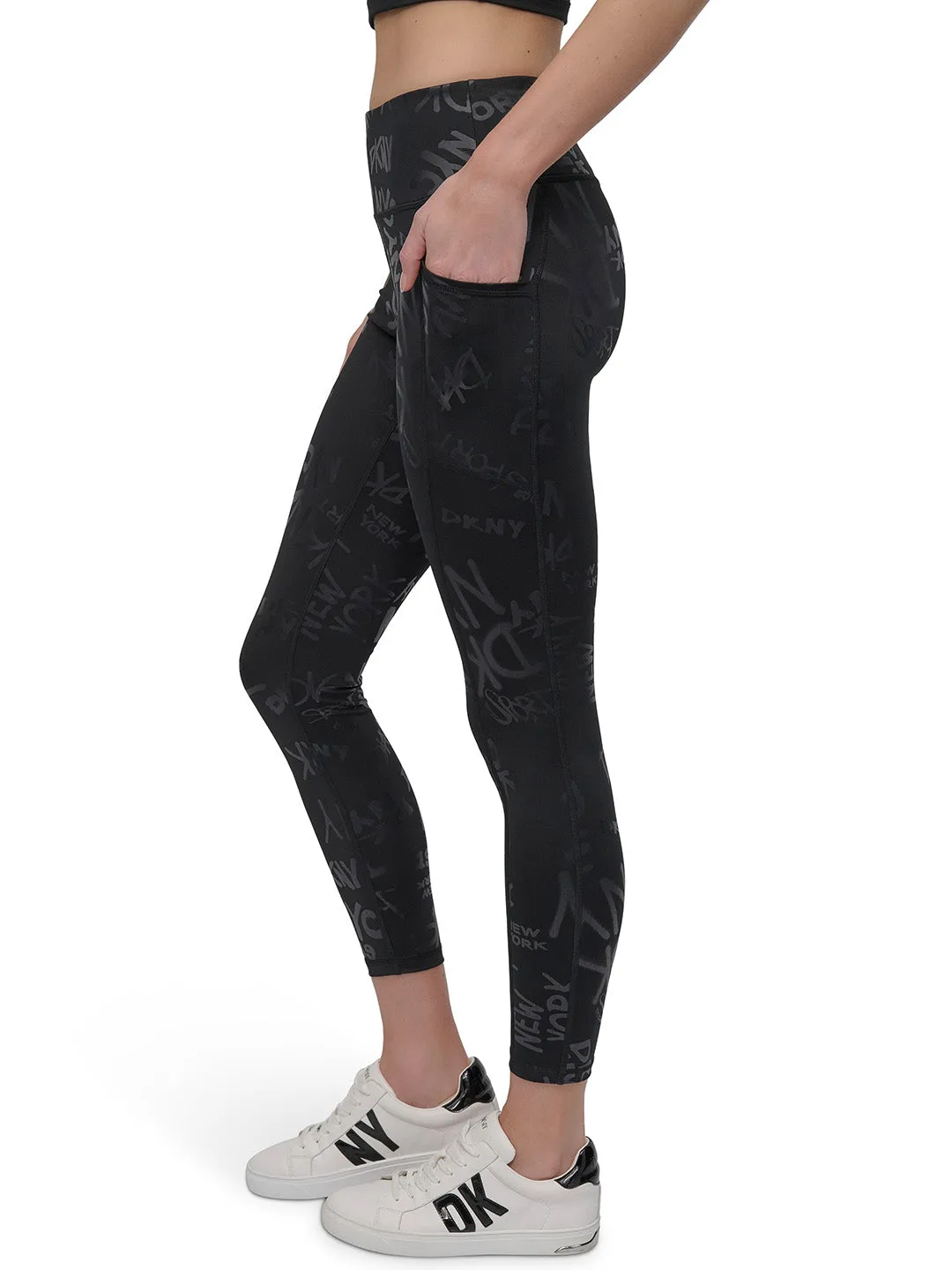 DKNY Women Black Skinny Fit Printed Leggings