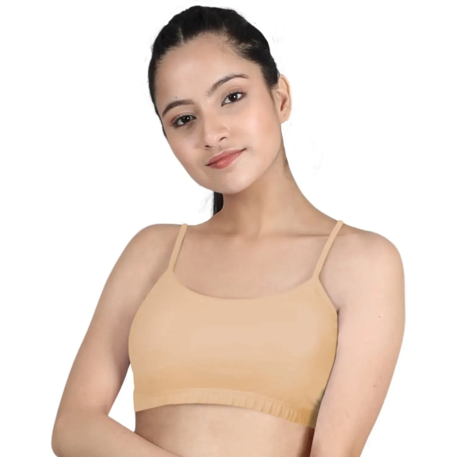 DOUBLE-LAYER THIN STRAP COTTON ATHLETIC BRAS | NON-PADDED BEGINNER BRA | SKIN