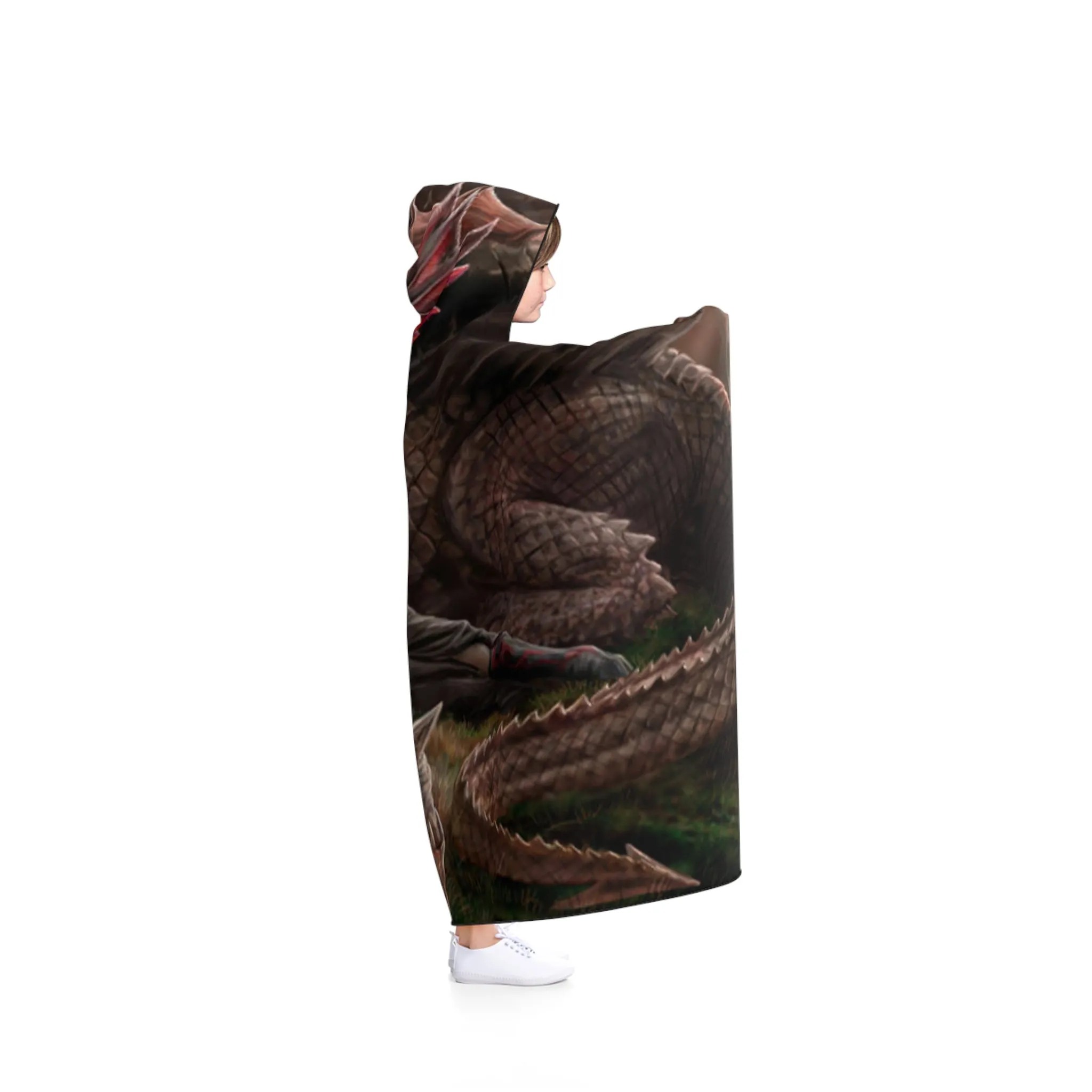 Dragon and Warrior Lady Hooded Blanket